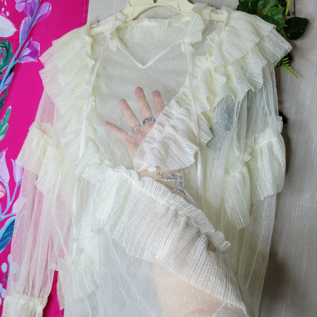 Cottagecore Vintage Style Sheer Frilly Top — image 3 of 8